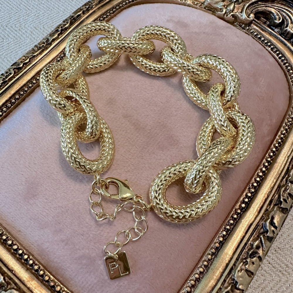 NWOT Chunky Gold Link Bracelet Park Lane Jewelry Collette Retired Unisex Heavy - Picture 9 of 11